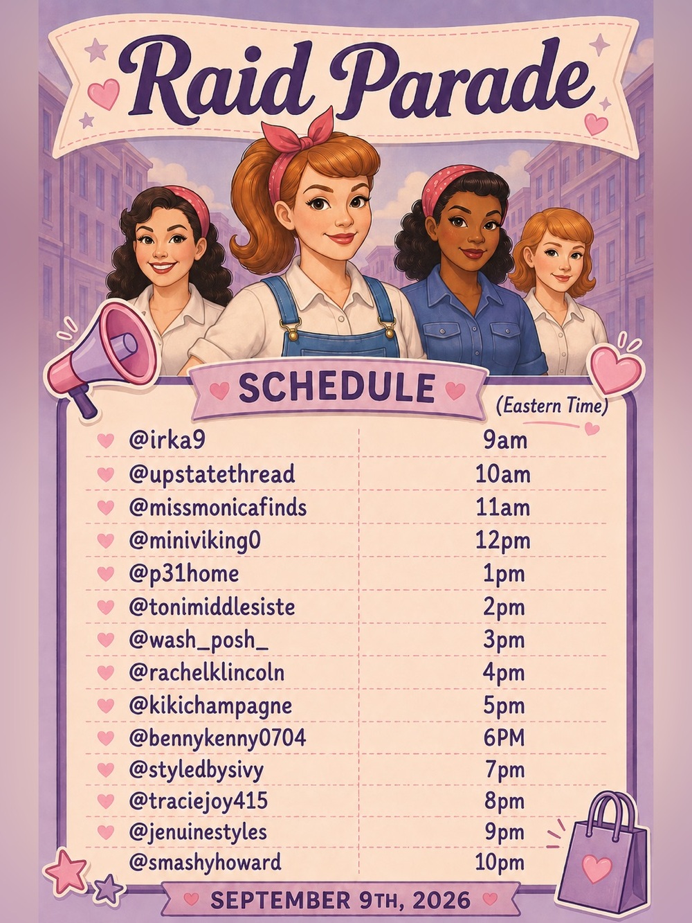 RAID PARADE Sept 9th Wednesday💗 $3 STARTS 💗 Starting at 9:00am EST - Picture 2 of 2